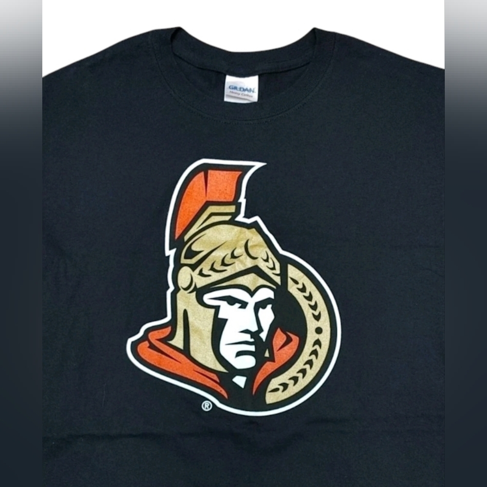 Y2K 2000s NHL Ottawa Senators Gildan Heavy Cotton Black T-Shirt Size (S)